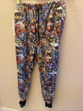 Ed Hardy Multicolor Tattoo Graphic Joggers with Black Drawstring